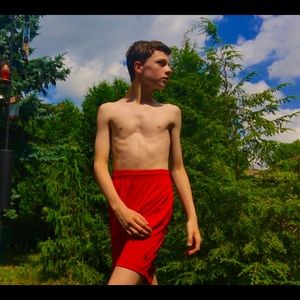 Red Air Jordan Lower Thigh Length Shorts